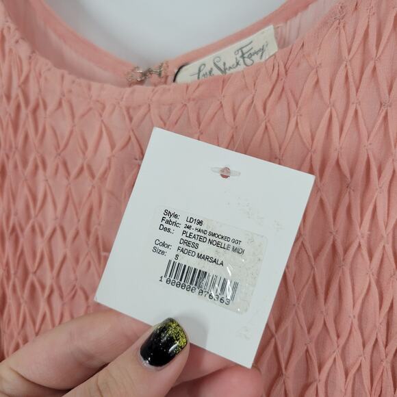 LoveShackFancy Faded Marsala Pleated Noelle Midi Dress S - Picture 9 of 16